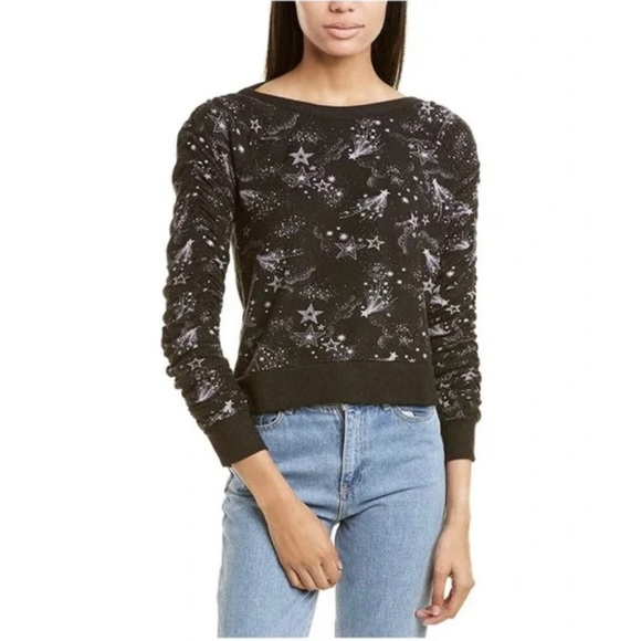 Chaser Scrunched Sleeves Sweatshirt Shooting Stars Size M New w/Tag - Picture 3 of 13